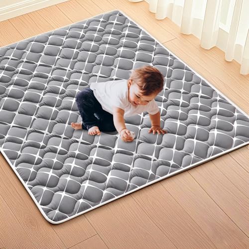 High-Density Foam Baby Play Mat, 59x59 Inches Thicken One-Piece Comfortable and Soft Playmat, Non Slip Machine Washable Floor Mat for Infants, Tapete para Bebes,Toddlers - color: Grey White, size: 59" x 59"