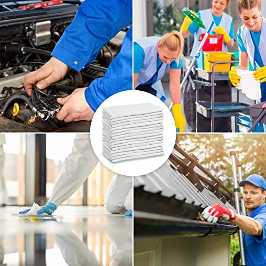GOLD TEXTILES White Shop Towels Cotton [B Grade Towel] - 60 Pcs 20x40 Inches Shop Rags in a Box - Valuable Cleaning Rags Terry Towel for Industries, Automobiles and Commercial Use (60 Rags) - size: 60 Pack B Grade