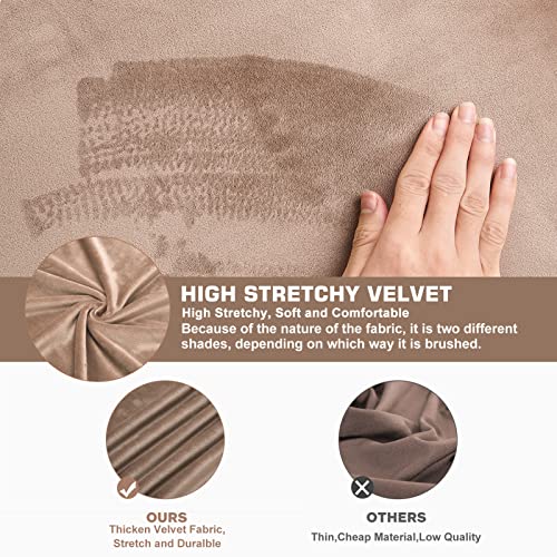 NeColorLife Velvet Ottoman Cover Square Storage Ottoman Slipcover Thick Stretchable Footrest Stool Covers with Elastic Band for Rectangle and Square Ottoman(Medium Size,Taupe) - color: Taupe, size: M Length: 31"-34",Width: 31"-43"