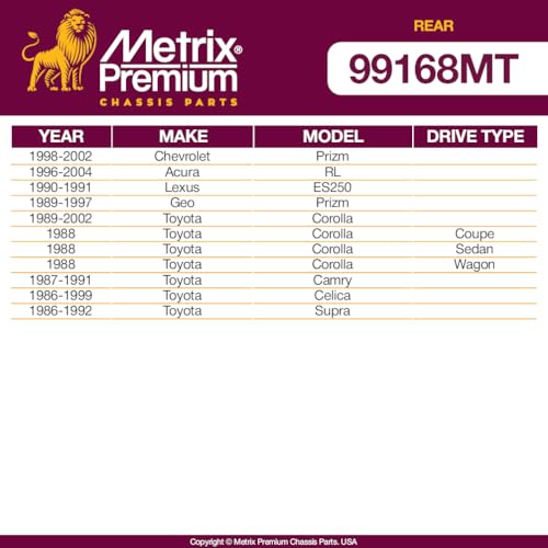 Metrix Premium Chassis Parts - 2 PC Rear Sway Bar Stabilizer End Link Kit Fits 98-02 Chevrolet Prizm, 96-04 Acura RL, 90 Lexus ES250, 89-97 Geo Prizm, 88-02 Toyota Corolla, K9545, Made in Europe - size: K9545 x2/ PAIR