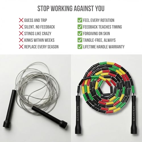 Pro-Grade Beaded Jump Rope for Beginners - color: Rasta