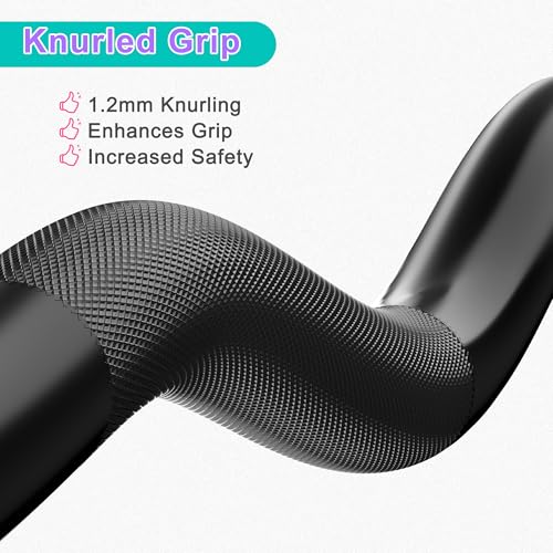 TUYOHW Barbell Set: 7ft Straight Bar & 4ft EZ Curl Bar, 700LB/400LB Capacity, Knurled Grip, Black/Silver Finish, Steel, Ideal for Home & Gym Use