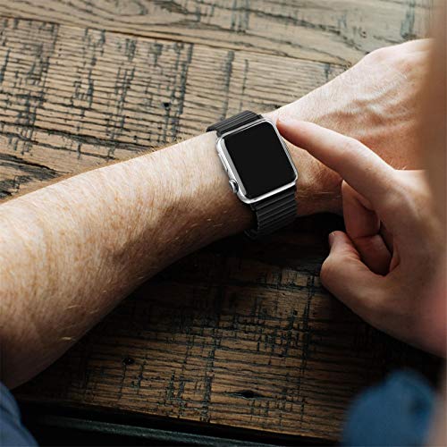 Stainless Steel Stretchable Band Compatible with Apple Watch Series 6/5/4/3/2/1 SE, 41mm/45mm/42mm/38mm/40mm/44mm, Expansion Clasp, Black, 38mm/40mm/42mm/44mm - color: Black, size: 38MM/40MM/41MM M/L
