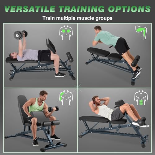 1000 LBS Adjustable Weight Bench with Roman Chair, Utility Workout Bench for home gym MAX Sit/Decline/Incline Up Bench Press Exercise Equipment 75°to -20°FID Strength Training - color: Black