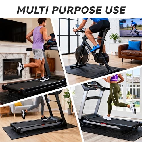 Treadmill Mat for Hardwood & Carpet Floors, 79" × 39.4", 0.2" Thick Extra Large Non-Slip Exercise Equipment Mat, Mat for Under Treadmill & Indoor Bike on Carpet - size: 78.7"L x 39"W x 0.2"Th