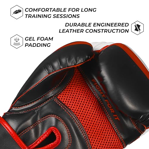 Sanabul Essential Gel Boxing Gloves for Men & Women, Kickboxing MMA, Muay Thai Gloves and Heavy Bag Training Punching & Sparring - color: Black/Red, size: 8 oz