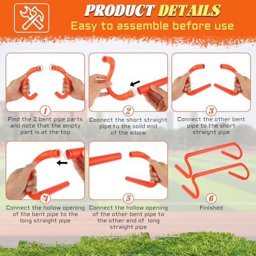 WOPPLXY 6 Pack 6'' Speed Agility Training Hurdles - Detachable Agility Training Hurdles, Speed Training Agility Hurdles, Speed and Agility Training Equipment for Athletes, Soccer, Basketball Training