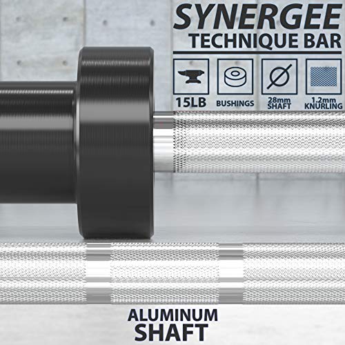 Synergee 15 lb Technique Bar – Aluminum Training Bar - color: Bright Zinc Silver