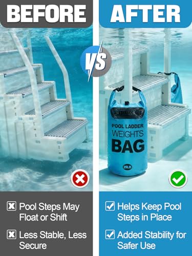 Pool Ladder Weights for Above Ground Pool - 2 Pack 25lb Fillable Sand Bags for Pool Steps, Heavy Duty Waterproof Pools Ladder Stabilizer Anchor Bags - size: 25 LB