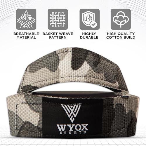 WYOX Figure 8 Lifting Wrist Straps for Weightlifting – Heavy Duty Padded Neoprene Wrist Support, Powerlifting & Strength Training Lift Straps for Deadlifts, Pull Ups, Rows, Shrugs, Gym Training Hand Grip Support for Bodybuilding - color: Camo, size: Stand