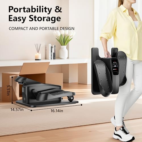 MOMODA Under Desk Elliptical Machine, 2 in 1 Electric Seated Pedal Exerciser with 12 Adjustable for Senior & Home & Office, Forward & Reverse, Manual & Auto - size: Large