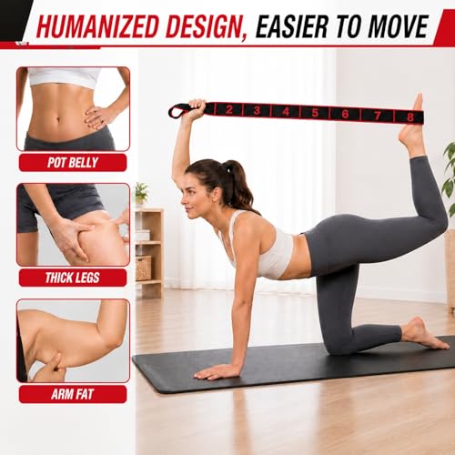 8-Section Resistance Bands with Handles – Latex-Free Portable Exercise Bands for Yoga, Pilates, Stretching & Full-Body Strength Training, Fitness Bands for Men & Women