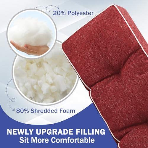 IPYNBAP Bench Cushion, 42 x 16 Inch Patio Furniture Cushions with Durable Ties, Soft Memory Foam Bench Cushions for Indoor/Outdoor Furniture with Non-Slip Bottom, Kitchen&Dining, Red (Pack of 2) - color: Red, size: 42*16+4” (Pack of 2)