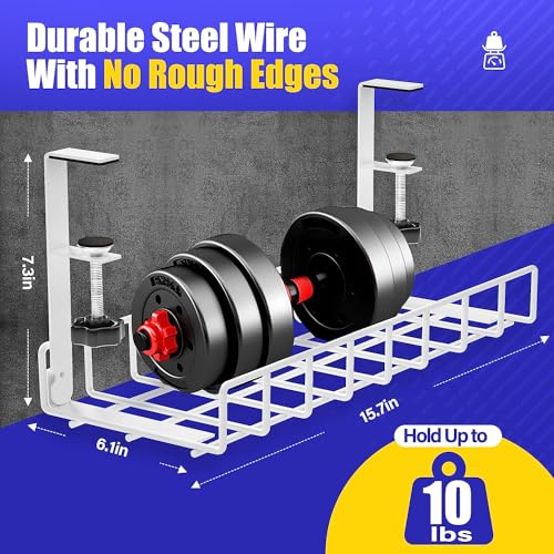 Under Desk Cable Management Tray, Xpatee Upgraded Wire Management No Drill No Screws, Cable Tray with Clamp for Wire Organizers, Computer Cord Rack for Office, Home - No Damage to Desk White - color: White