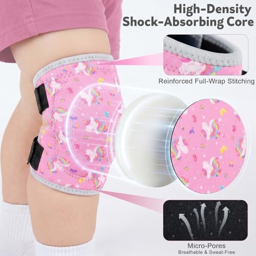 Soft Toddler Knee Pads and Elbow Pads Set with Bike Gloves | Non-Slip Toddler Knee Pads for Boys Girls 2-4 Years, Breathable Kids Protective Gear for Balance Bike, Scooter, Bicycle - color: Pink Unicorns
