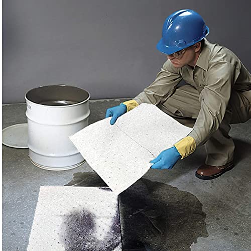 ATERET Light Weight Oil Only Absorbent Pad, 100 Absorbing Pad, 16 x 18 inch, USA Made - color: White, size: Light Weight - 100ct