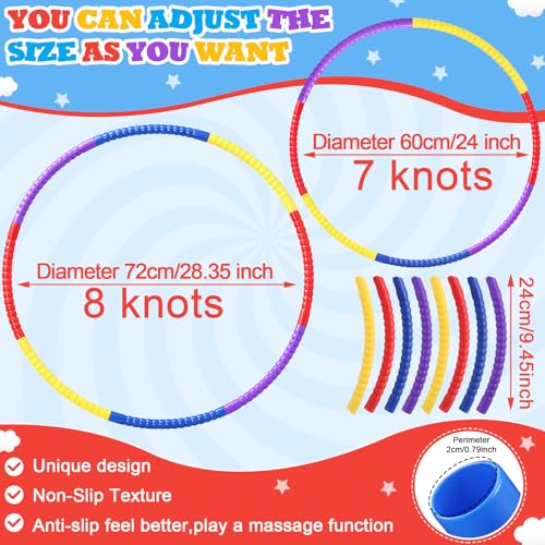 Vinsot Detachable Plastic Hoops for Kids, Adjustable Exercise Hoops Equipment for Sports, Dance, Outdoor Games, Parties and Pet Training - color: Rainbow Bright Mix