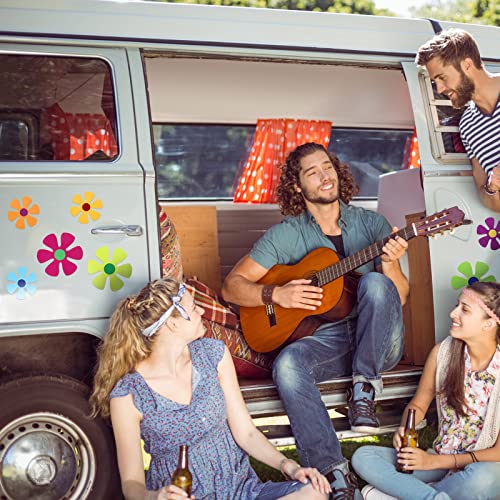 BBTO 25 Pcs Car Magnet Decorations 60s Hippie Theme Party Magnetic Decals Fridge Magnets Flower Peace Sticker Love Sign Colorful for Refrigerator Mailbox (Car Style) - color: Retro Color