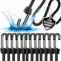18 Inch Bungee Cords with Hooks - 12Pcs Bungie Set Heavy Duty Outdoor | Black Bungee Cords with Hooks - Strong Bungie Straps UV & Weather Resistant - Bungy Cords 200lb Strength - size: 18” (12 Piece)