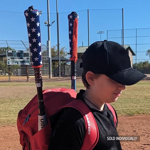 Handle Cover - Baseball Bat Cover Sleeve Protects Vehicle & Bat Grip - Batting Gloves & Helmet Companion with Zippered Hook - Softball Accessory - color: Stars