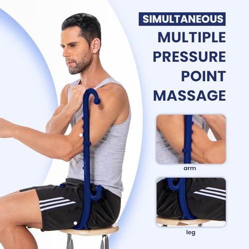 Ranarose Deep Tissue Back & Neck Massager - Back Massager Stick for Pain Relief, Muscle Knot Remover, Trigger Point Massage Tool for Full Body, Shoulders, Legs - Pressure Point Massage Tool - color: Dark Navy Blue