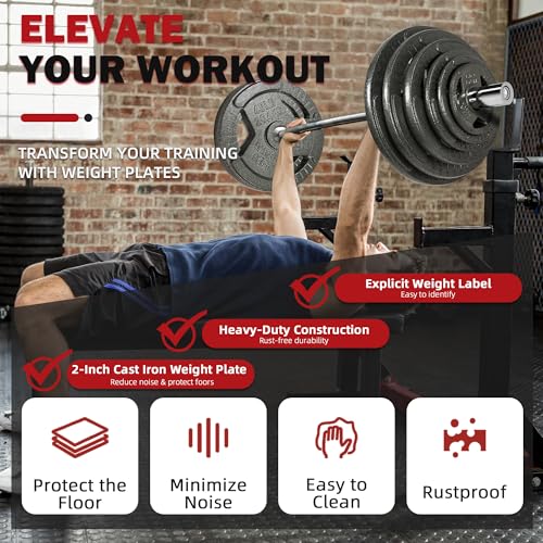 Signature Fitness 2-Inch Cast Iron Barbell Sets - size: 170LB Set