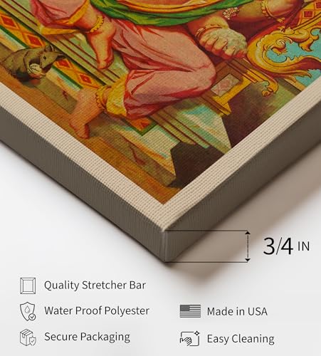 Monem Art Vintage Ganesha Canvas - Retro Ganapati Print - Elephant Headed God Art - Hindu Deity Art - Gift for Men & Women - Decor for Living Room, Bedroom or Dorm - Available in 8x10 to 30x40 - color: Style-04