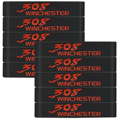 Aolamegs 5/10 Pack Magazine Bands - 5.56 Nato, 300 Blackout, 300 Subsonic, .223 Remington, .308 Winchester, 7.62x39 Magazine Marking Band, Durable Silicone Ammo Caliber Bands for Magazine Identification (2 Colors) - color: 308win-blackred(10pcs)