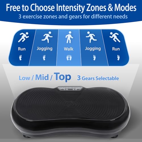 Full Body Vibration Platform Massage Machine Workout Trainer with Bluetooth Music Connection - color: Black