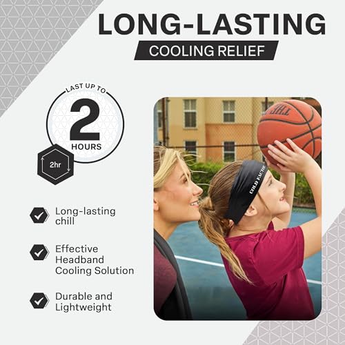 COLD FACTOR Cooling Headband for Women and Men – UPF 50+ Advanced Evaporative Comfort, Instant Cooling Sweatband for Outdoor Sports, Fitness, Yoga, Hiking, Running, and Workout - color: Black