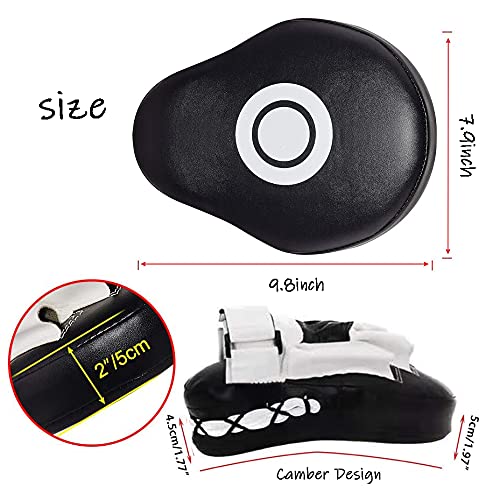 Boxing Curved Focus Punching Mitts- Leatherette Training Hand Pads Karate Muay Thai Training Gloves with Adjustable Strap - color: black