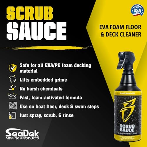 Bling Sauce Scrub Sauce, EVA Floormat Cleaner and Stain Remover, 32 Oz | EVA foam cleaner breaks down grime, sunscreen, oils and stains on boat flooring, gym mats, yoga mats and coolers