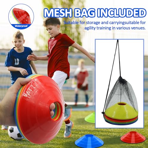 60/30 Pack Soccer Training Cones - Agility Cones with Carry Bag, Sturdy Disc Cones for Sports Training, Soccer, Football, Basketball, Indoor Outdoor Sports, Festive Events, Field Cone Markers - color: Multi-Color-15 Pack