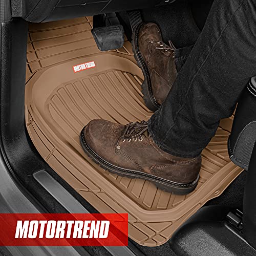 Motor Trend FlexToughXL Floor Mats for Cars Full Set, All-Weather Rubber Automotive Floor Mats, Waterproof Heavy Duty Car Mats, Flexible Floor Liners for Car Truck Van SUV, Car Floor Mats (Beige) - color: Beige, style: FlexToughXL
