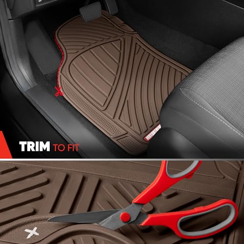 Motor Trend FlexTough Performance All Weather Rubber Car Floor Mats - 3 Piece Floor Mats Automotive Liners for Cars Truck SUV, Heavy-Duty Waterproof (Brown) - color: Brown