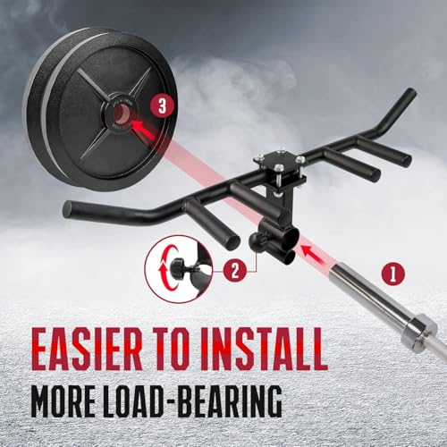 Yes4All Exercise Machine Adjustable T Bar Row Attachment, D Row Handle/Landmine Handle Attachment with Textured Rubber Handles - color: J. Black - Multigrip Rowing Handle