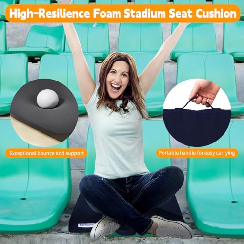 2 PCS Stadium Seat Cushions,Portable Waterproof Bleacher Pads with Handle,2.2" Foam Stadium Pads with 900D Oxford & Water-Repellent Lining for Indoor Outdoor Events - color: Navy, size: 2.2''