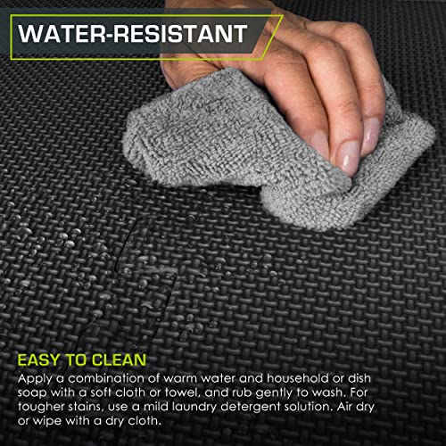 ProsourceFit Weaved Pattern Extra Thick Exercise Puzzle Mat 1-inch, EVA Foam Interlocking Tiles for Protective, Cushioned Flooring for Home and Gym Equipment; Black, 72 SQ FT, 18 Tiles - color: Black, size: 18 Pack (72 SQ FT)