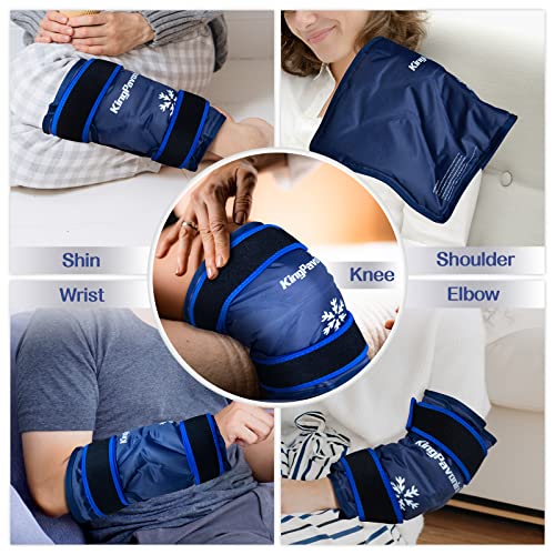 KingPavonini XXL Knee Ice Pack Wrap Around Entire Knee After Surgery, Large Reusable Gel Ice Pack for Injuries, Pain Relief, Swelling, Sports Injuries, 1 Pack (Blue) - style: Blue