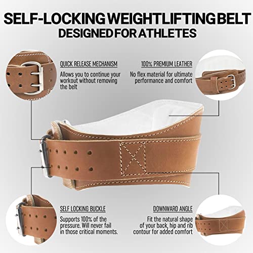 Schiek Sports 2006 Leather 6" Weight Lifting Belt - Weightlifting Belt with Double Prong Stainless Steel Belt Buckle - size: 2XL