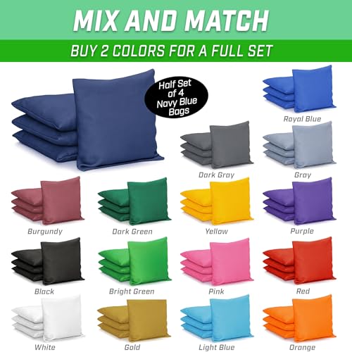 GoSports Classic Cornhole Bean Bags Set of 4-16 Colors Available - Regulation All Weather, Mix and Match - color: Navy