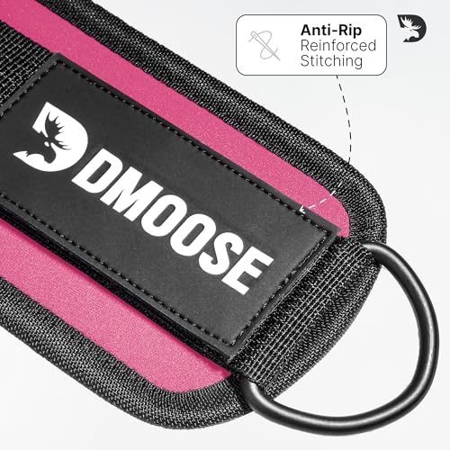 DMoose Ankle Strap for Cable Machine - One Size Fit with Premium Padding, Workout Kickback Ankle Cuffs, Ankle Bands for Working Out, Booty Workouts, Leg Extension, Hip Abductors & Lower Body Exercises - color: Pink - Single