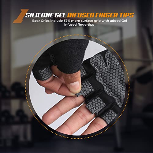 Bear Grips Weight Lifting Gloves for Men & Women | Half Finger Lifting Gloves | Full Finger Workout Gloves for Men | No Finger Exercise Gloves l Compression Weightlifting Gloves | Gym Gloves for Men - color: Wrist Support Black, size: Small