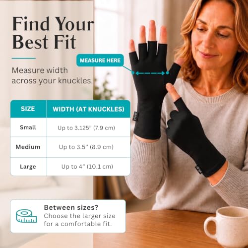 Vive Arthritis Gloves - Men, Women Rheumatoid Compression Hand Glove | Osteoarthritis- Arthritic Joint Pain Relief - Carpal Tunnel Wrist Support - Open Finger, Fingerless Thumb for Computer Typing - color: Black, size: X-Small