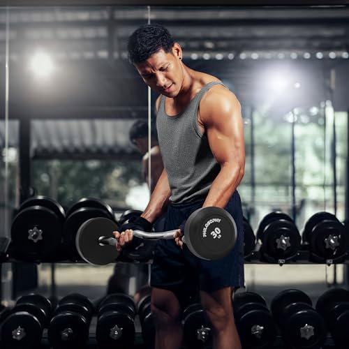 Philosophy Gym Rubber Fixed Barbell, Pre-Loaded Weight EZ Curl Bar for Strength Training & Weightlifting - style: 30 LB