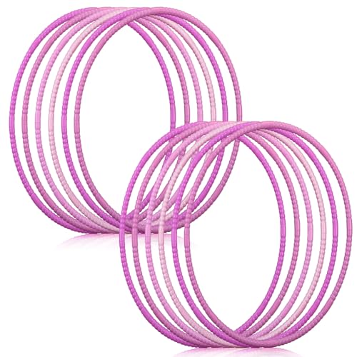 Sratte 12 Pcs Toy Hoop for Kid Detachable Adjustable Toy Hoop Colored Exercise Ring Plastic Circle for Kid Teen Gymnastics Equipment Require Self Assembly(28 Inch,Pink Series) - color: Pink Series, size: 28 Inch