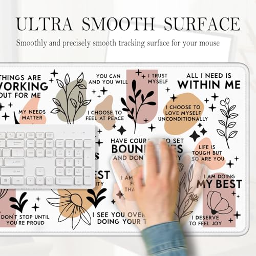 Boho Inspirational Large Mouse Pad 31.5x15.7inch, Daily Reminders Mental Health Large Extended Computer Desk Mat Mousepad for Keyboard and Mouse, Office Desk Accessories - color: Color 01