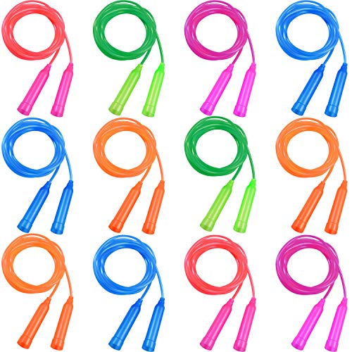 Aneco 12 Pack Kids Jump Rope Set Colorful Outdoor Jump Ropes 7.3 Feet Jumping Ropes for Kids Great Birthday Party Sports Activities Favors Gift