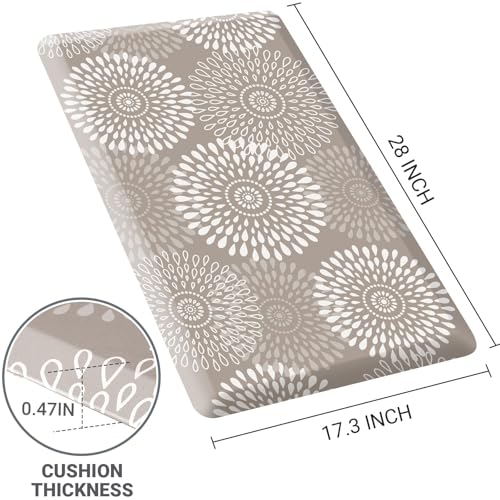 LuxStep Kitchen Mat Waterproof Kitchen Rugs for Floor Cushioned Anti-Fatigue Mat Non-Slip Standing Desk Mat Comfort Floor Mats for House Sink Office 17.3" x 28" Khaki - color: Khaki, size: 28"L x 17.3"W x 0.5"Th