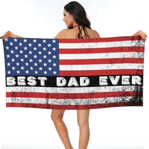 Vintage Best Dad Ever America Flag Beach Towel Oversized Quick Dry Sand Free Microfiber Lightweight Large Towels 27.5"x55" for Men Women Swimming Camping Yoga Gym Bath Travel Vacation - size: 27.5"x55"